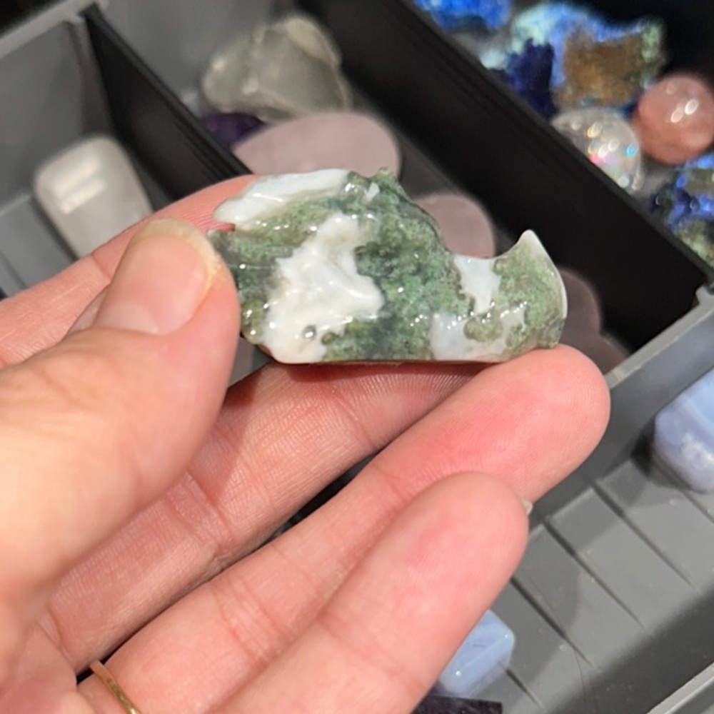Moss Agate Mini Dragon Head